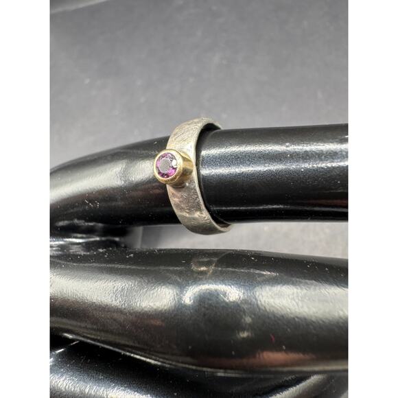 Wirepj Jewelry - Wirepj Signed Sterling Silver 925 14k Yellow Gold Purple Amethyst Ring Size 6